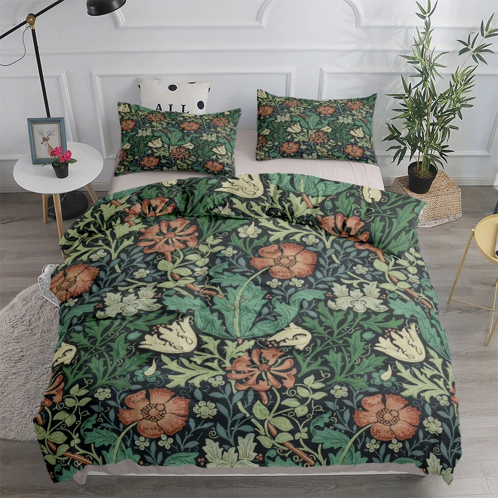 Linen Duvet Cover - William Morris Neoklassieke gebloemde en vogels