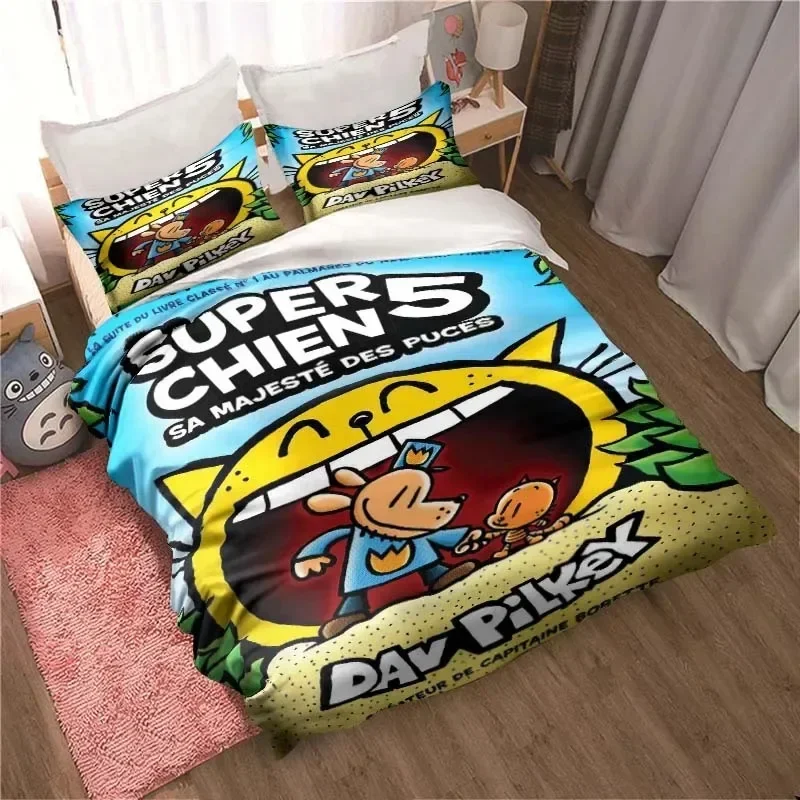 Linen Duvet Cover - Hondenman Schattig Cartoon Patroon Geprint Beddengoed