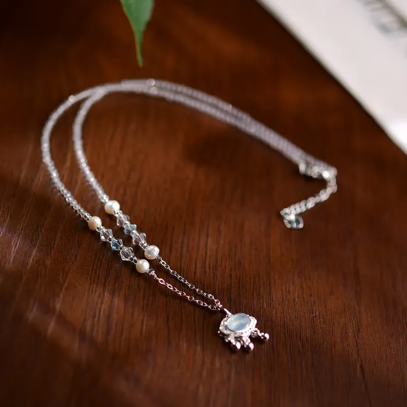 Luxury Lifestyle Niche - Aquamarijn ketting Nieuwe nationale stijl Xiangyun